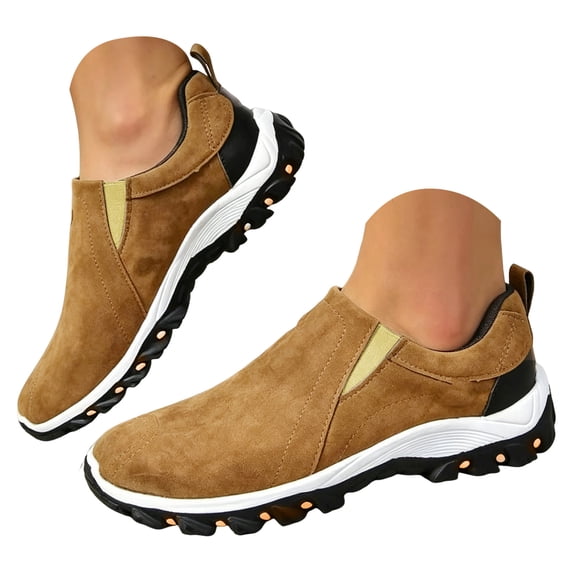 Pandaie Men's Slip on Loafer Walking Shoes Faux Suede Comfortable Lightweight Outdoor Hiking Sneakers Non Slip Casual Fashionable Work Shoe Size 7‑12