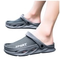 thumbnail image 1 of Pandaie Men's Women's Clogs Garden Shoes Slip on Knit Closed Toe Sandals Summer Orthopedic Walking Slippers with Adjustable Strap Grey,7, 1 of 7