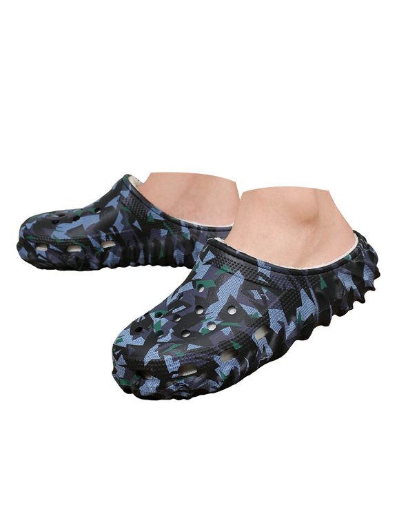 Men's Women's Fleece Lined Clog Sandals Slip on Lightweight Outdoor Casual Slippers Garden Shoes Size 6-11.5