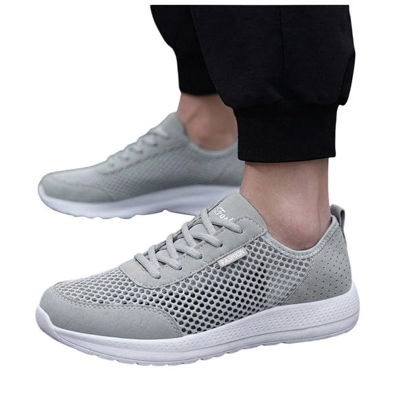 Pandaie Mens Running Shoes Slip on Athletic Tennis Walking Sneakers Workout Lightweight Casual Sport Shoes with Arch Support Insole Grey 8.5