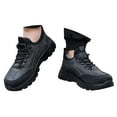 thumbnail image 1 of Pandaie Mens Winter Work Boots Waterproof Fleece Lined Steel Toe Ankle Booties Non Slip Outdoor Walking Hiking Sneakers Shoes Black 8.5, 1 of 9