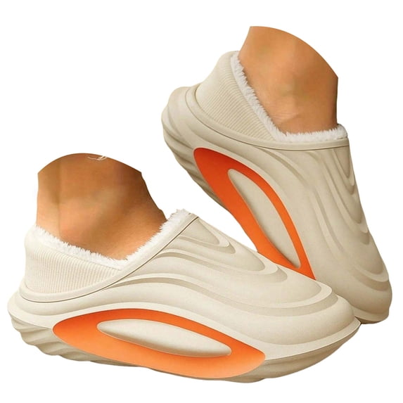 Pandaie Mens Womens Couple Winter Clog Shoes Waterproof Fleece Lined Closed Back Mule for Indoor Outdoor Use Size 5.5‑9.5