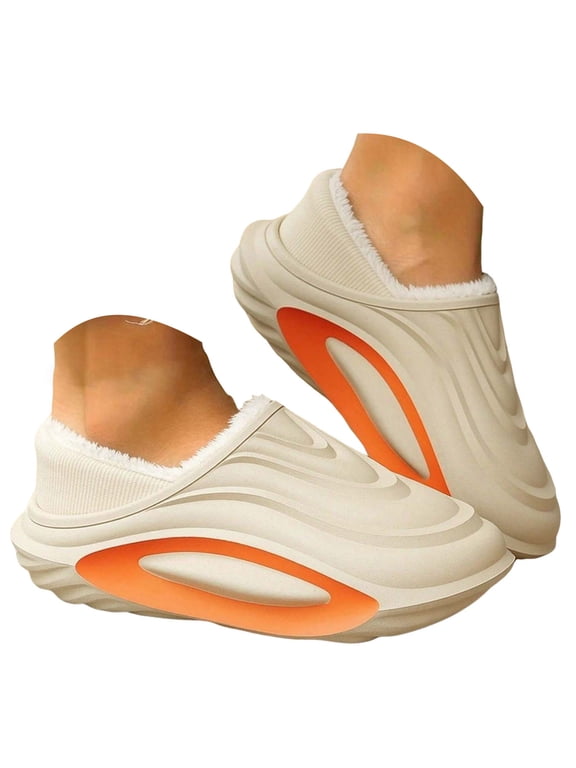 Mens Womens Couple Winter Clog Shoes Waterproof Fleece Lined Closed Back Mule for Indoor Outdoor Use Size 5.5‑9.5