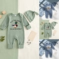 thumbnail image 1 of Pandaie Newborn Baby Boy Hunting Outfit Mallard Deer Letter Print Waffle Knit Romper Jumpsuit Hat Coming Home Outfit Blue,0-3 Months, 1 of 6