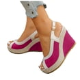 thumbnail image 1 of Pandaie Open Toe Espadrille Sandals Womens Slingback Platform Wedge Slip on Summer Dressy Shoes for Casual Work Beach Vacation Hot Pink 7, 1 of 8