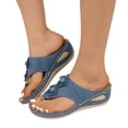 thumbnail image 1 of Pandaie Orthopedic Sandals for Women 2026 Dressy Casual Summer Arch Support Flip Flops Comfortable Beach Vacation Slip on Slides Navy Size 6.5, 1 of 9