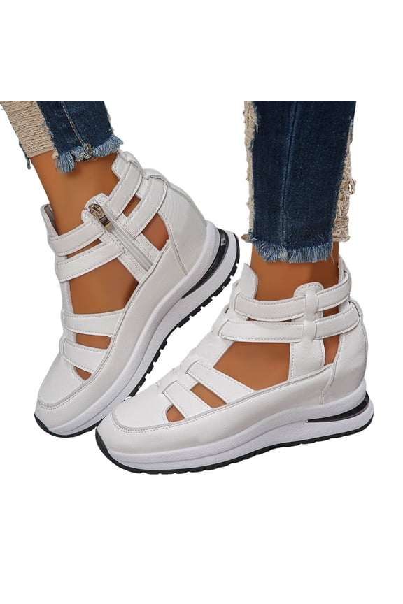 Orthopedic Shoes for Women 2026 Summer Comfortable Platform Hollow Out Breathable Wedge Sneakers Closed Toe Sandals White,10