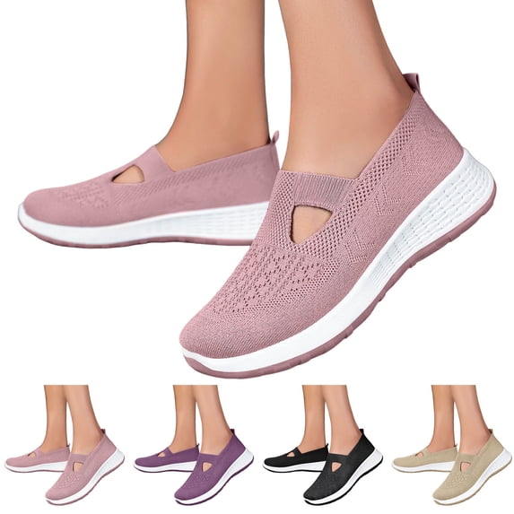 Pandaie Orthopedic Shoes for Women Wide Width Breathable Walking Slip on Sneakers Comfortable Arch Support Nurse Shoes Black Size 6
