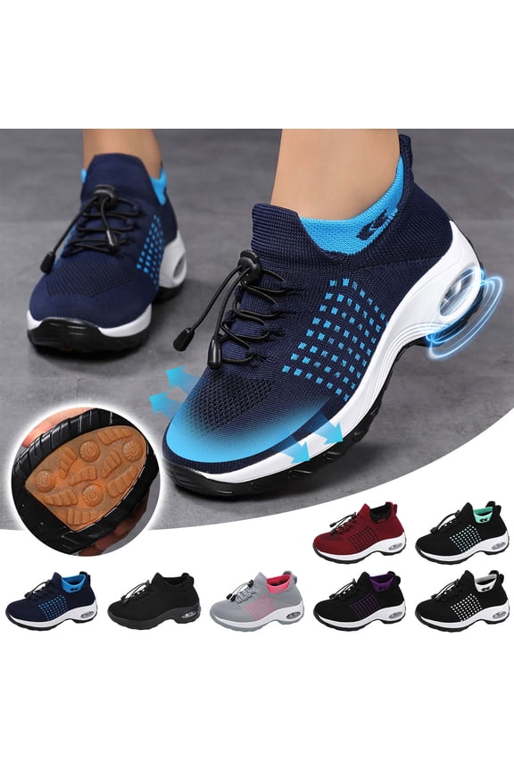 Orthopedic Sneakers Women Breathable Slip on Walking Shoes Comfortable Plantar Fasciitis Athletic Running Nursing Shoes with Arch Support Black Size 5.5