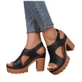 thumbnail image 1 of Pandaie Platform High Heels for Women Flower Hollow Orthopedic Wedge Heeled Sandals 4.13 Inch Slingback Dressy Summer Shoes (Black,9.5), 1 of 9