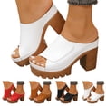 thumbnail image 1 of Pandaie Platform Sandals for Women 2026 Open Toe Chunky Wedge High Heels Comfortable Leather Summer Dressy Pumps with Arch Support Size 6-10 Beige, 1 of 7