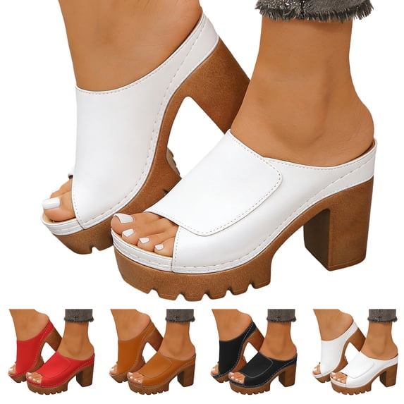 Pandaie Platform Sandals for Women 2026 Open Toe Chunky Wedge High Heels Comfortable Leather Summer Dressy Pumps with Arch Support Size 6-10 Beige
