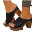 thumbnail image 1 of Pandaie Platform Sandals for Women 2026 Open Toe Chunky Wedge High Heels Comfortable Leather Summer Dressy Pumps with Arch Support Size 6-10 Black, 1 of 8