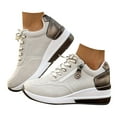 thumbnail image 1 of Pandaie Platform Sneakers for Women Wedge Non-Slip Comfortable Tennis Shoes Leather Chunky Fashion Casual Sneakers with Side Zipper for Walking Traveling Light Gray 7, 1 of 5