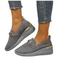 thumbnail image 1 of Pandaie Platform Wedge Loafers for Women Comfortable Slip on Sneakers Lightweight Orthopedic Walking Shoes with Arch Support Grey 8.5, 1 of 8