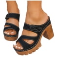 thumbnail image 1 of Pandaie Platform Wedge Sandals for Women 2026 Dressy Summer Chunky Heels Casual Hollow out Open Toe Comfortable Work Dress Pumps Shoes Black Size 7.5, 1 of 8
