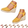 thumbnail image 1 of Pandaie Platform Wedge Sandals for Women Arch Support Knit Slip on Espadrille Breathable Ankle Strap Summer Beach Casual Shoes Beige Size 6, 1 of 7