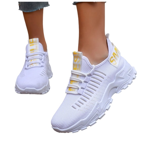 Pandaie Running Shoes for Womens Lace up Walking Tennis Fashion Sneakers Comfortable Lightweight Athletic Workout Sports Shoes (White,8.5)