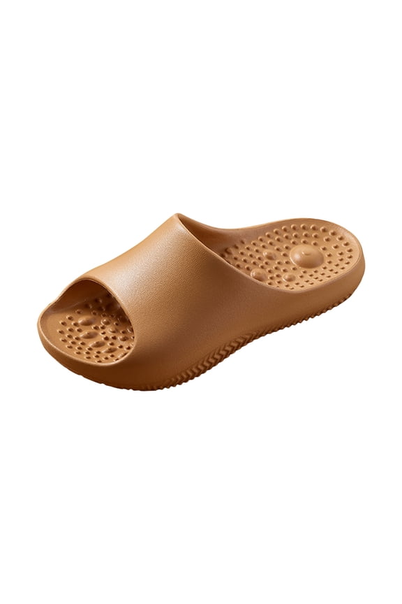 Shower Shoes for Women Men Non Slip Quick Drying Pool Cloud Slides Comfortable Massage Bathroom Slippers with Arch Support Size 6-11 Brown