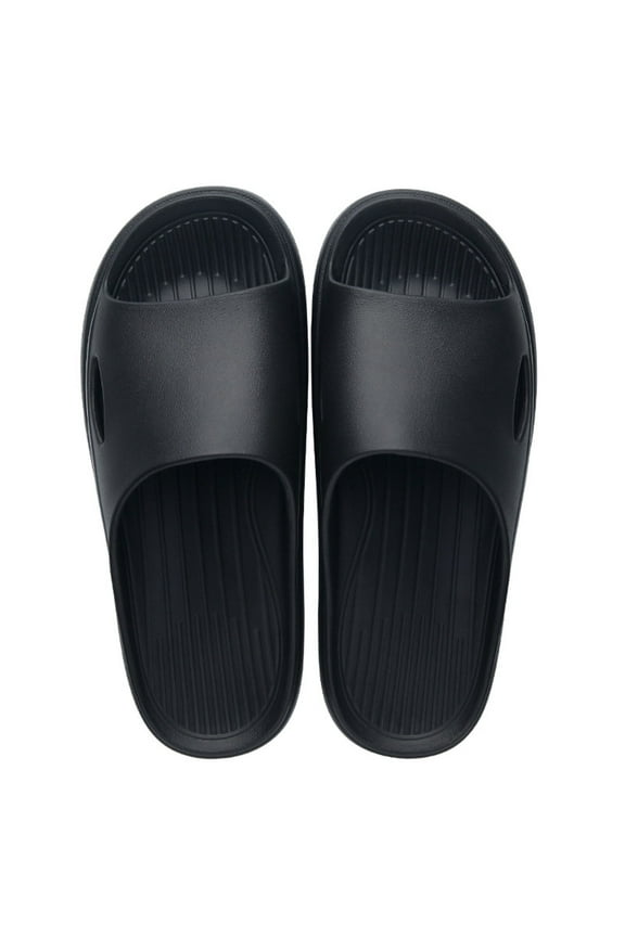 Shower Shoes for Women Men Quick Drying Non Slip Bathroom Slippers Comfortable Summer Slides Sandals for Pool Spa Beach Black Size 9.5