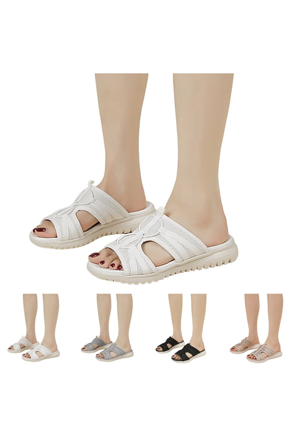 Slides Sandals for Women Breathable Mesh Sports Athletic Casual Slippers Lightweight Non Slip Walking Hiking Shoes with Arch Support Black Size 7