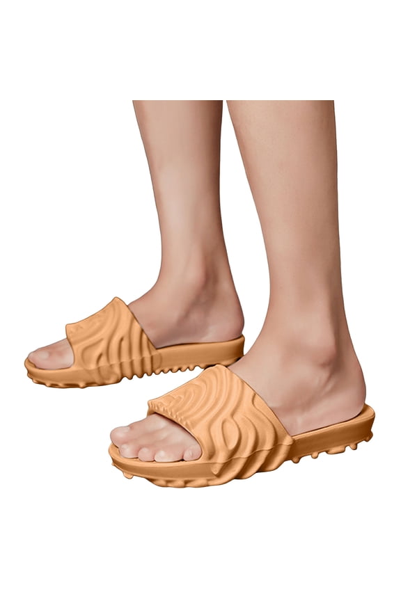 Slides for Women and Men Quick Drying Bathroom Shower Shoes Non Slip House Cloud Slippers Lightweight Summer Beach Sandals Orange Size 6