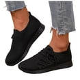 thumbnail image 1 of Pandaie Slip on Sneakers Women Walking Shoes Side Lace up Tennis Lightweight Breathable Mesh Nurse Orthopedic Workout Gym Sport Shoes (Black,6), 1 of 7