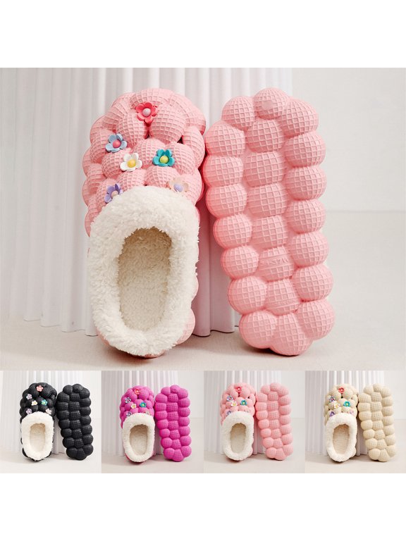 Slippers Bubble Slides for Women Funny Slippers Non Slip Massage Soft Clog Cute Floral Decor Shoes Indoor Outdoor Size 6‑10