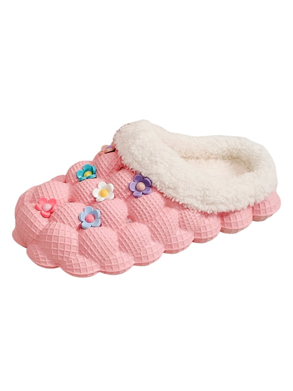 Slippers Bubble Slides for Women Funny Slippers Non Slip Massage Soft Clog Cute Floral Decor Shoes Indoor Outdoor Size 6‑10