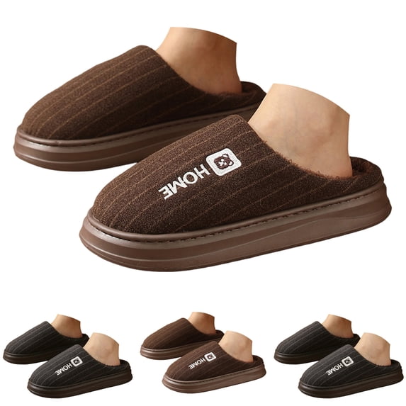 Pandaie Slippers for Men Warm Memory Foam Comfy House Slipper Non Slip Rubber Sole Open Back Fashion Home Shoes for Indoor Outdoor Size 7.5‑12.5