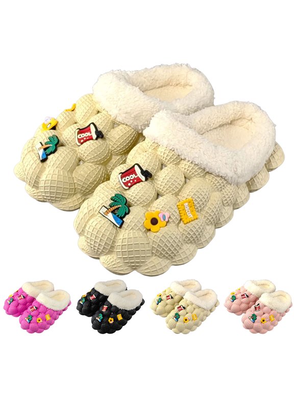 Slippers for Women Men Bubble Slides Fuzzy Cute Slippers Non Slip Massage Soft House Shoes for Indoor Outdoor Use Size 6-10