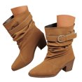 thumbnail image 1 of Pandaie Slouchy Ankle Boots for Womens Cowboy Pointed Toe Low Heel Buckle Strap Classic Cowgirl Fall Booties Size 6-9.5, 1 of 6