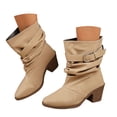 thumbnail image 1 of Pandaie Slouchy Ankle Boots for Womens Cowboy Pointed Toe Low Heel Buckle Strap Classic Cowgirl Fall Booties Size 6-9.5, 1 of 7