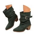 thumbnail image 1 of Pandaie Slouchy Ankle Boots for Womens Cowboy Pointed Toe Low Heel Buckle Strap Classic Cowgirl Fall Booties Size 6-9.5, 1 of 6
