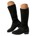 thumbnail image 1 of Pandaie Slouchy Knee High Boots for Women Classic Faux Suede Leather Low Heel Zip Pull on Fashion Long Tall Riding Boot for Fall Winter, 1 of 6