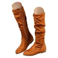 thumbnail image 1 of Pandaie Slouchy Knee High Boots for Women Classic Faux Suede Leather Low Heel Zip Pull on Fashion Long Tall Riding Boot for Fall Winter, 1 of 7