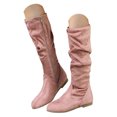 thumbnail image 1 of Pandaie Slouchy Knee High Boots for Women Classic Faux Suede Leather Low Heel Zip Pull on Fashion Long Tall Riding Boot for Fall Winter, 1 of 4