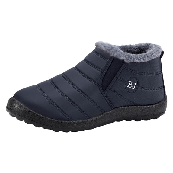 Pandaie Snow Boots Womens Mens Slip on Warm Comfortable Ankle Booties Waterproof Outdoor Winter Shoes Blue 9