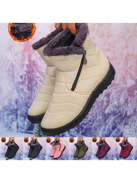 Snow Boots for Women Winter Comfortable Warm Fleece Lined Ankle Booties Outdoor Slip on Waterproof Short Boots for Cold Weather AG 6