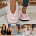 thumbnail image 1 of Pandaie Soft Sock Slipper for Women Warm Cozy Fuzzy Sleeper Non Slip Sole Ballerina House Slippers Home Indoor Outdoor Bow Socks Shoes Size 8‑11, 1 of 9