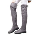 thumbnail image 1 of Pandaie Thigh High Over The Knee Boots for Women Low Block Heel Riding Boots Round Toe Stretch Walking Fall Winter Shoes Grey 8.5, 1 of 7