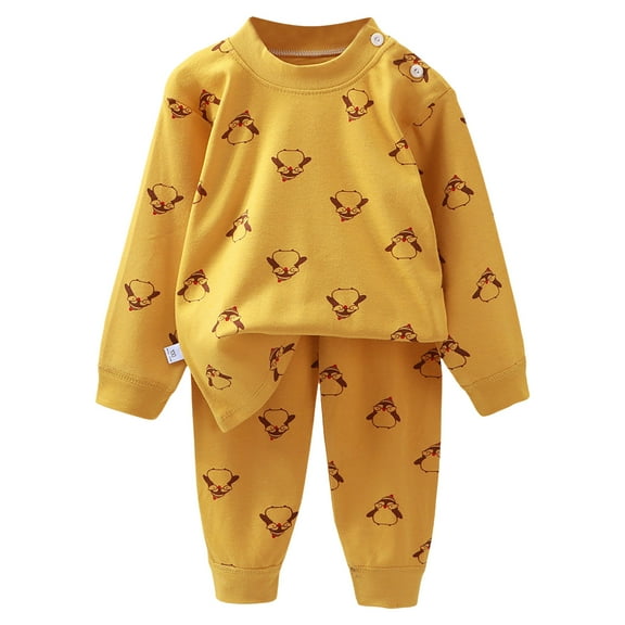 Pandaie Toddler Baby Boy Clothing Sets Long Sleeve Active Tops and Pants Kids Cute Fall Winter Clothes Sleepwear Pullover Outfits Yellow 2-3 Years
