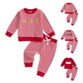 thumbnail image 1 of Pandaie Toddler Baby Boy Girl Christmas Outfit Striped Santa Long Sleeve Sweatshirt Pants Set Waffle Knit Fall Winter Clothes Pink 6-12 Months, 1 of 4
