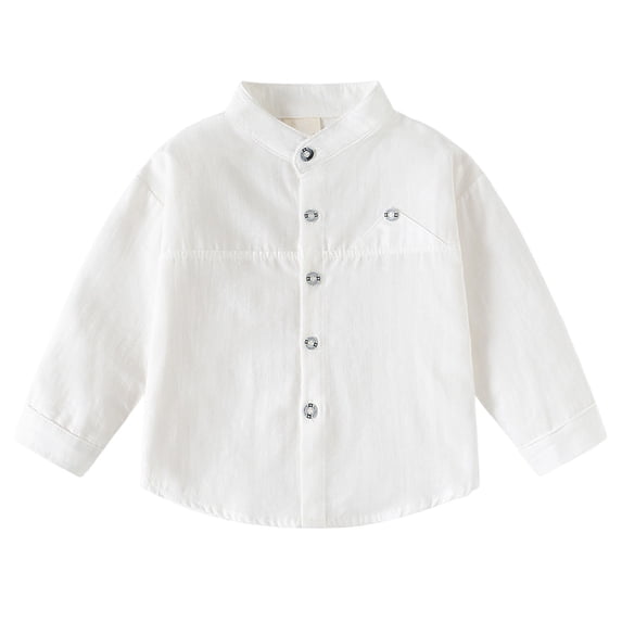 Pandaie Toddler Boys Dress Shirt Button Down Long Sleeve Lapel Collar Kids School Uniform Casual Blouse Size 1-8 Years
