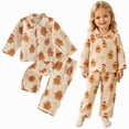thumbnail image 1 of Pandaie Toddler Boys Girls Christmas Pajama Set Gingerbread Print Loungewear Lapel Button Home Sleepwear Khaki,12-18 Months, 1 of 7