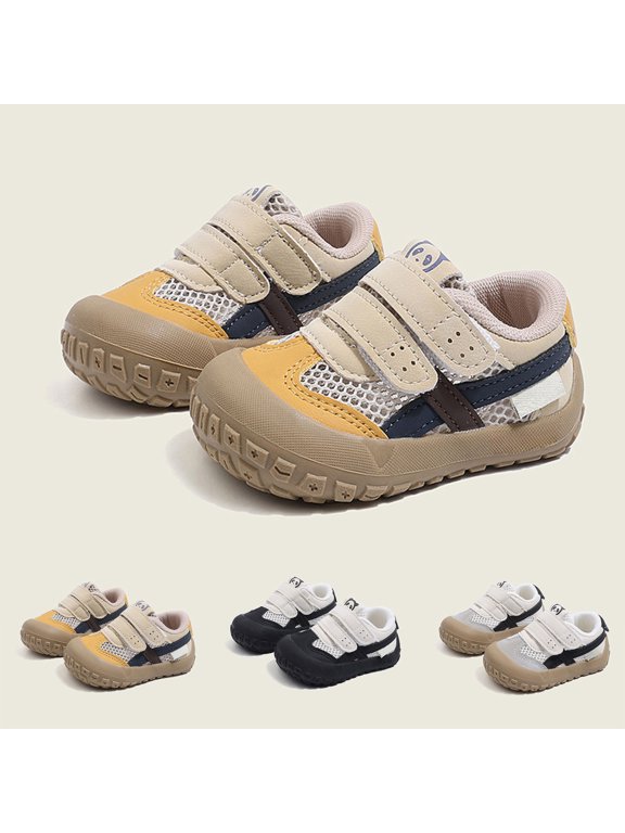Toddler Boys Girls Mesh Sneakers Double Hook and Loop Non Slip Rubber Bump Toe Walking Shoes