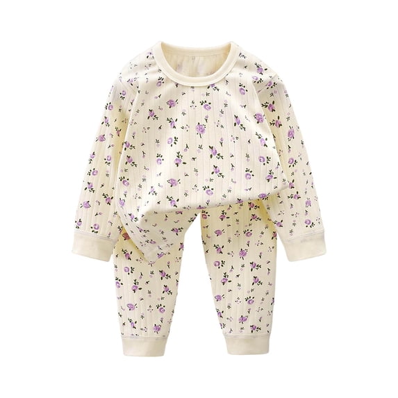 Pandaie Toddler Infant Girls Cute Cartoon Pattern Homewear Set 3T 4T 5T 6T Baby Soft Cotton 2 Piece Pajama Outfit Purple,4-5 Years
