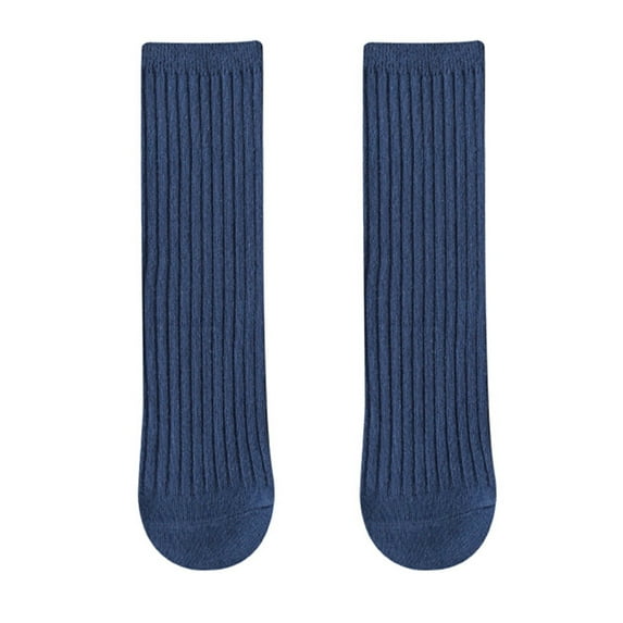 Pandaie Toddler Knee High Socks Non Slip Baby Girls Boys Cable Knit Tube Stockings Kids School Uniform Socks 1 Pack Blue 0-18 Years