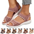 thumbnail image 1 of Pandaie Walking Sandals Women Arch Support Hiking Sport Shoes Mesh Breathable Athletic Memory Foam Summer Slip on Sneakers Black Size 6, 1 of 9