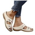 thumbnail image 1 of Pandaie Wedge Sandals for Women 2026 Open Toe Orthopedic Flower Slip on Slides Hollow out Casual Summer Beach Shoes with Arch Support White Size 7.5, 1 of 5